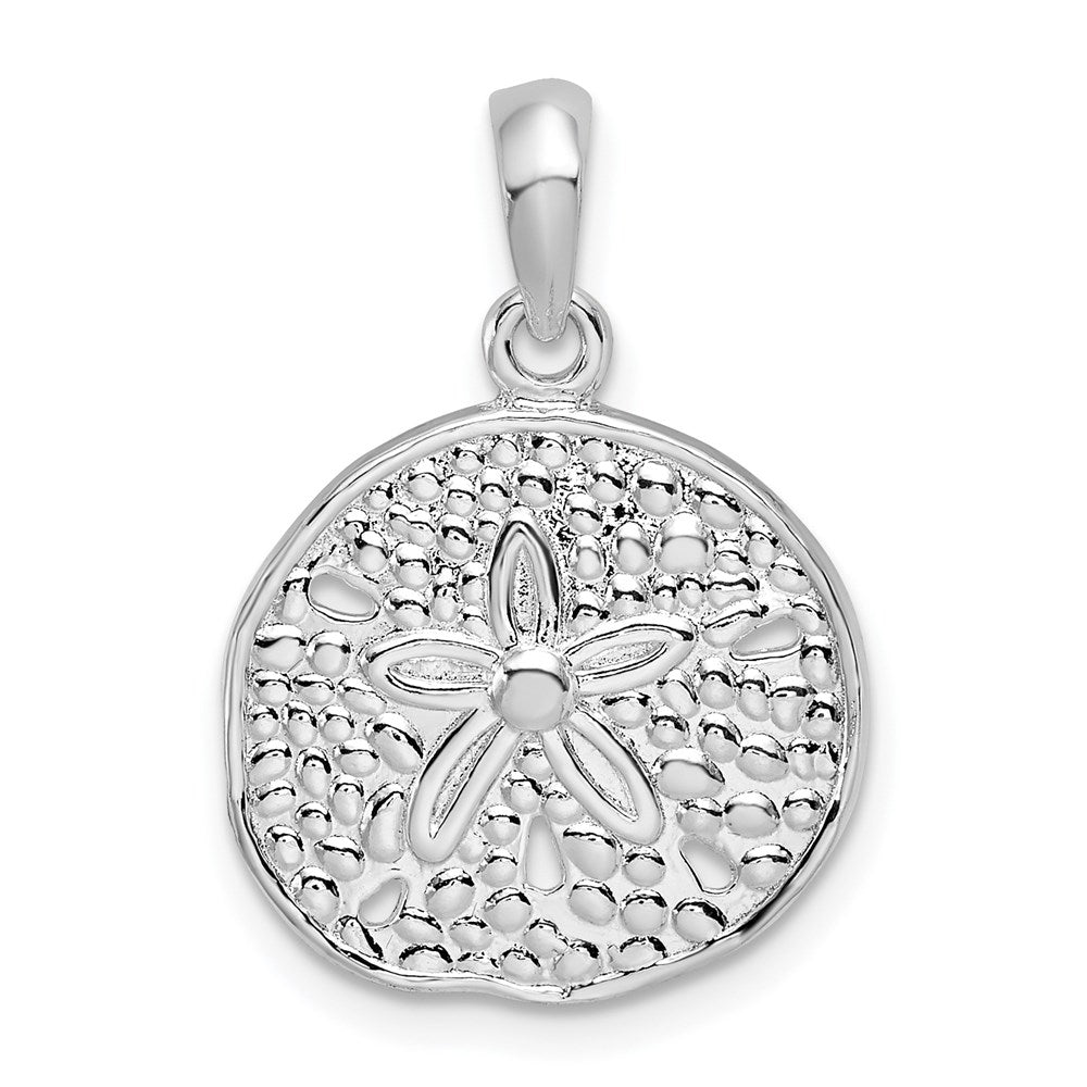 Sterling Silver De-Ani Rhodium-Plated Polished Sand Dollar Pendant