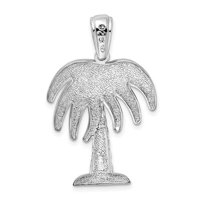 Sterling Silver De-Ani Rhodium-Plated Polished Charleston Palm Tree Pendant
