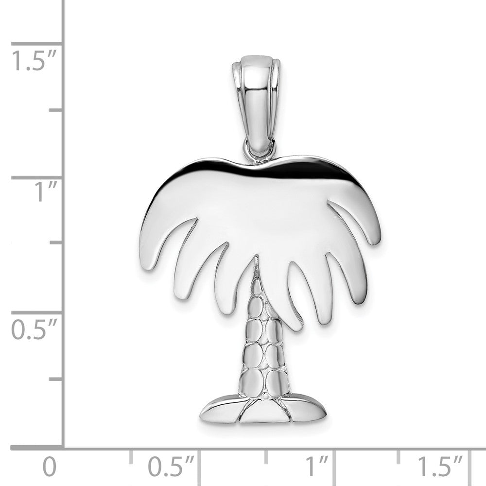 Sterling Silver De-Ani Rhodium-Plated Polished Charleston Palm Tree Pendant