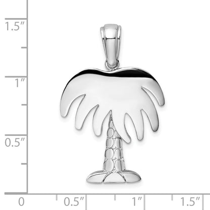 Sterling Silver De-Ani Rhodium-Plated Polished Charleston Palm Tree Pendant