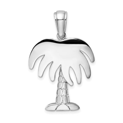 Sterling Silver De-Ani Rhodium-Plated Polished Charleston Palm Tree Pendant