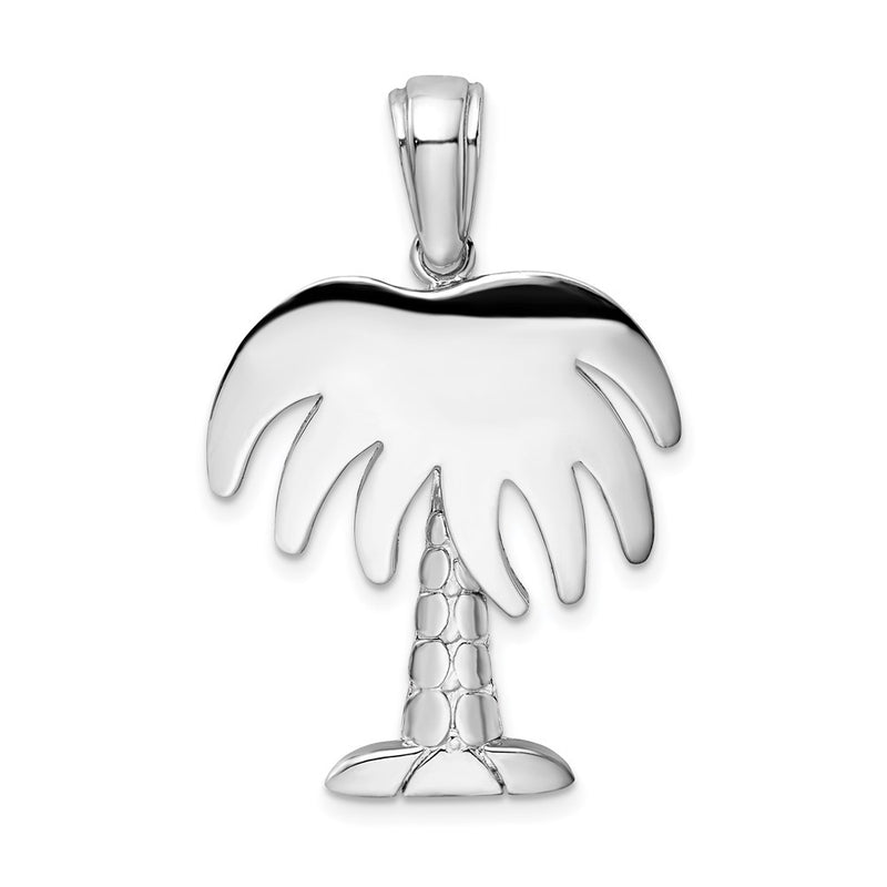 Sterling Silver De-Ani Rhodium-Plated Polished Charleston Palm Tree Pendant