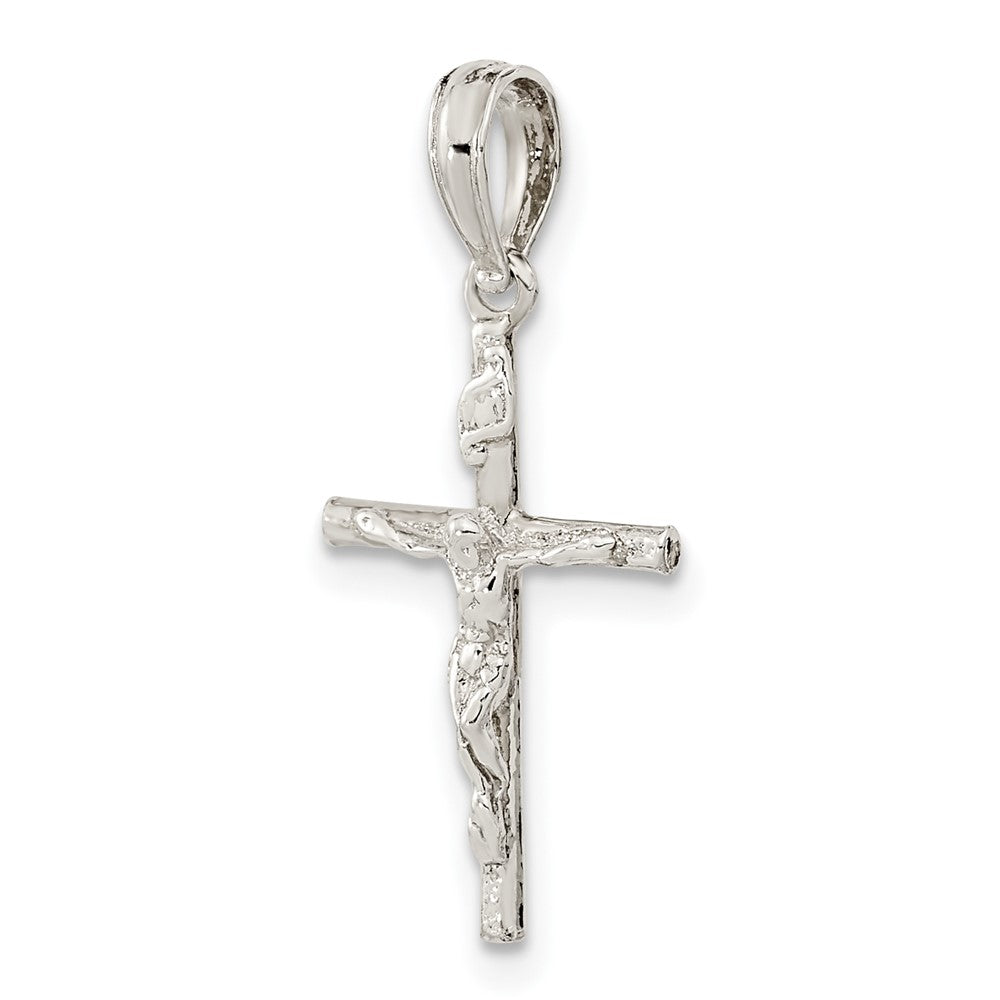 Sterling Silver De-Ani Rhodium-Plated Polished Thin Crucifix Pendant