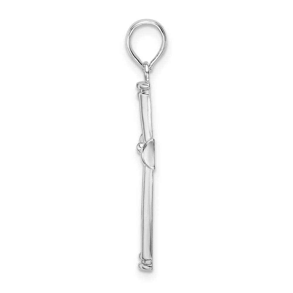 Sterling Silver De-Ani Rhodium-Plated Polished Tapered Center Cross Pendant