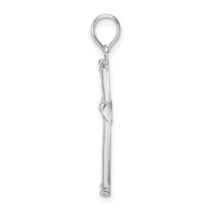 Sterling Silver De-Ani Rhodium-Plated Polished Tapered Center Cross Pendant