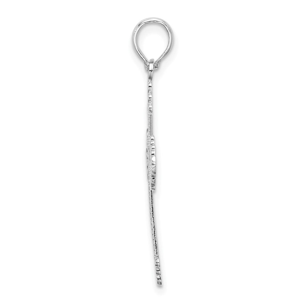 Sterling Silver De-Ani Rhodium-Plated Polished Heart Cross Pendant