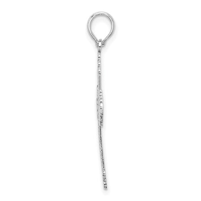 Sterling Silver De-Ani Rhodium-Plated Polished Heart Cross Pendant