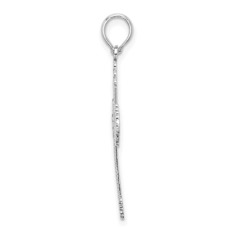 Sterling Silver De-Ani Rhodium-Plated Polished Heart Cross Pendant