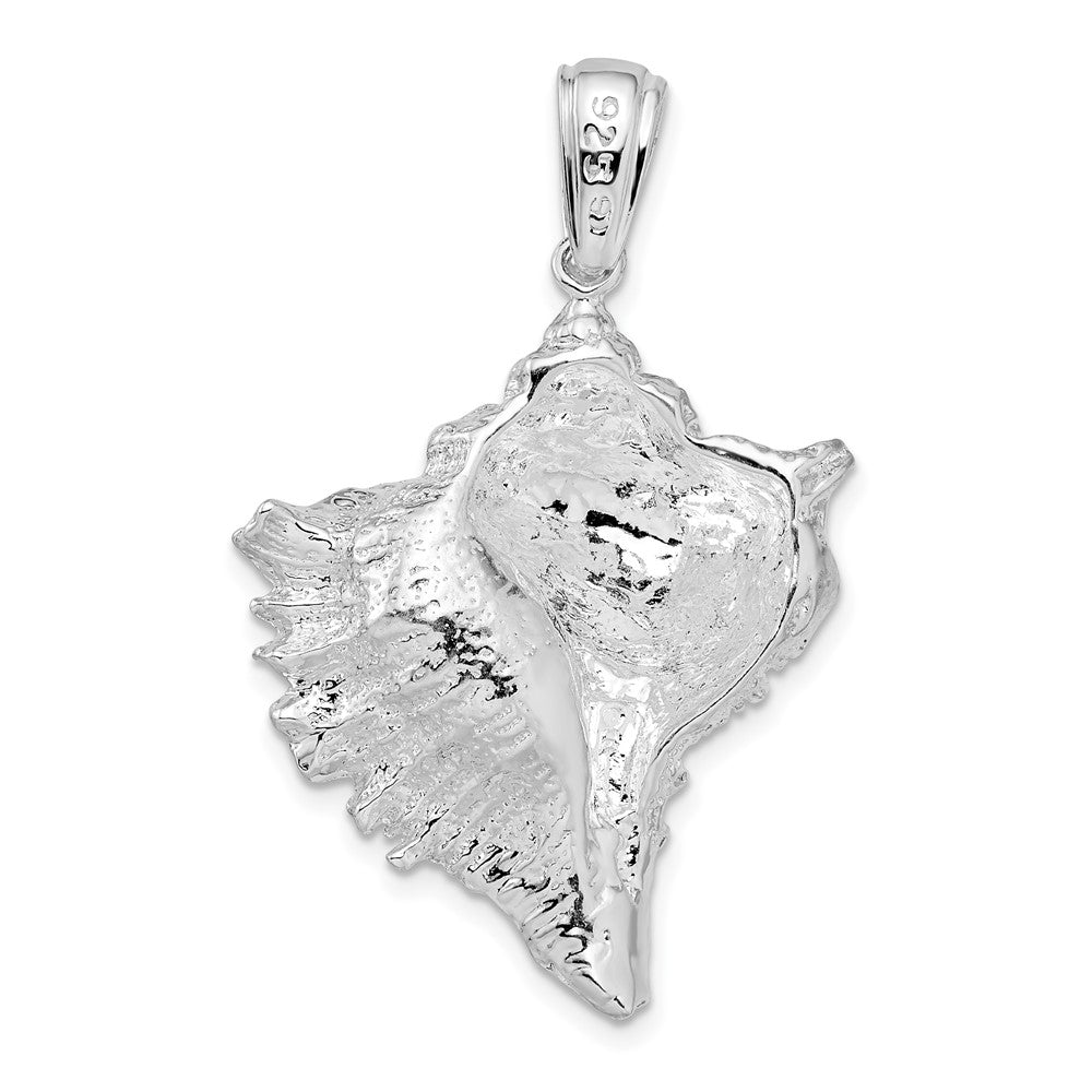 Sterling Silver De-Ani Rhodium-Plated Polished Conch Shell Pendant