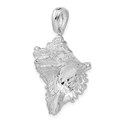 Sterling Silver De-Ani Rhodium-Plated Polished Conch Shell Pendant