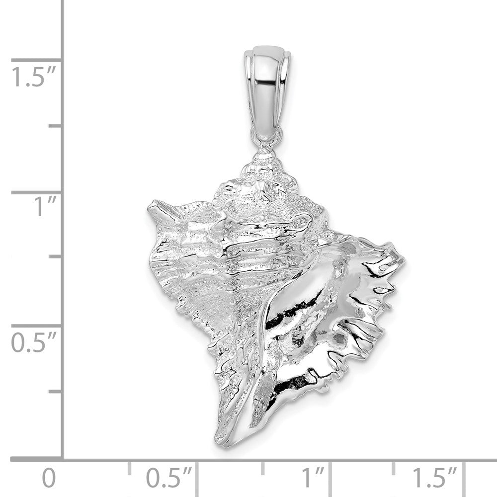 Sterling Silver De-Ani Rhodium-Plated Polished Conch Shell Pendant