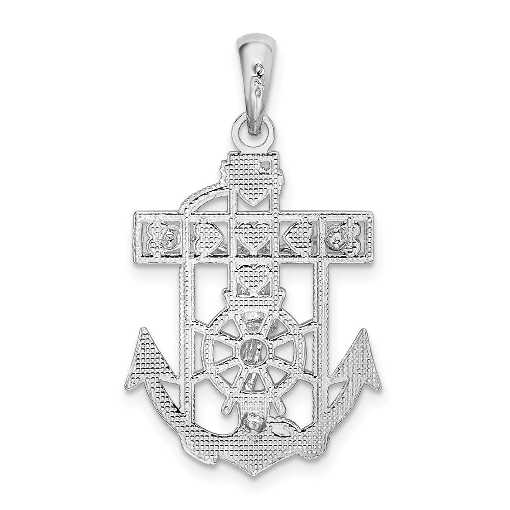 Sterling Silver De-Ani Rhodium-Plated Polished Mariners Crucifix Pendant