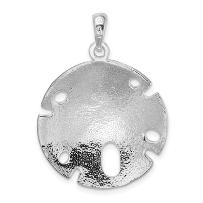 Sterling Silver De-Ani Rhodium-Plated Polished Large Sand Dollar Pendant