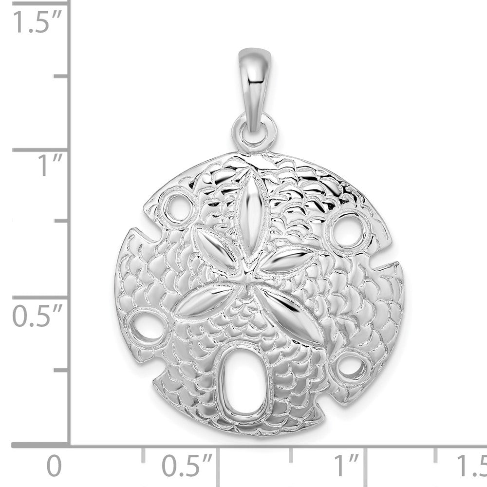 Sterling Silver De-Ani Rhodium-Plated Polished Large Sand Dollar Pendant