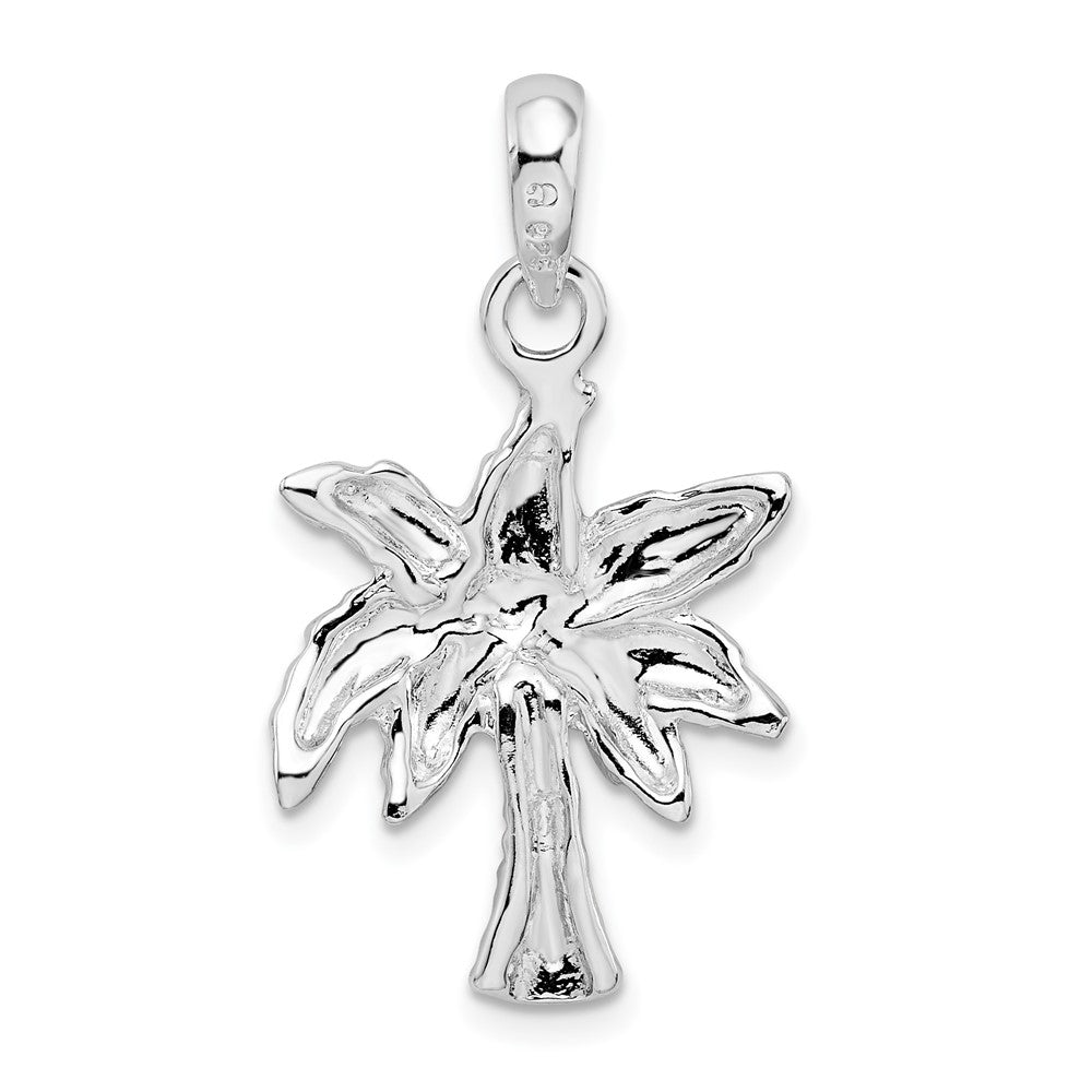 Sterling Silver De-Ani Rhodium-Plated Polished Palm Tree Pendant