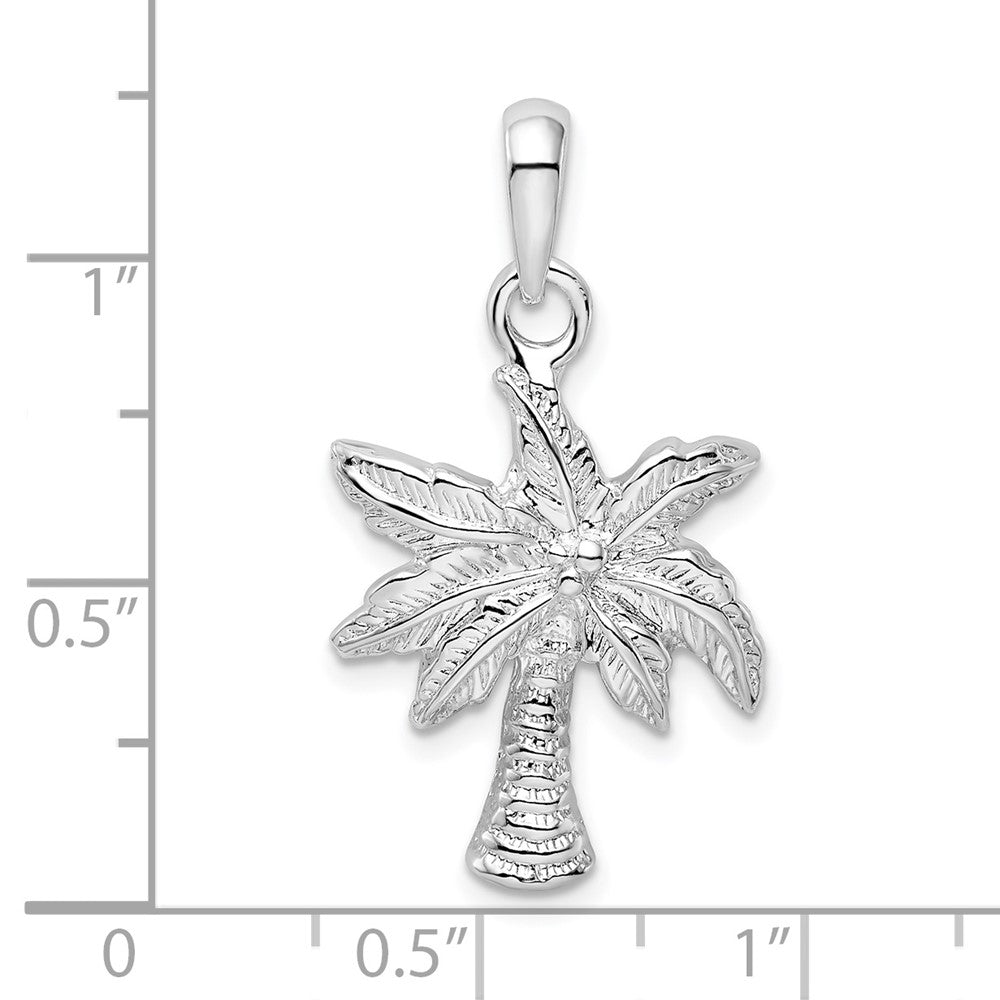 Sterling Silver De-Ani Rhodium-Plated Polished Palm Tree Pendant
