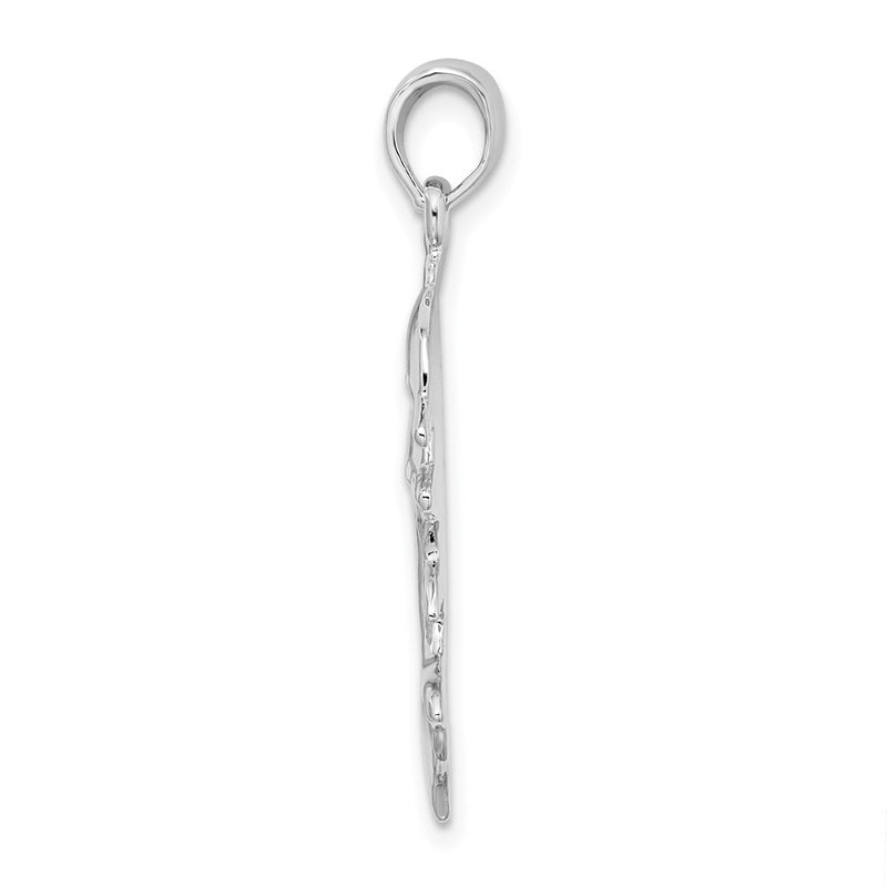 Sterling Silver De-Ani Rhodium-Plated Polished Double Dolphins Pendant