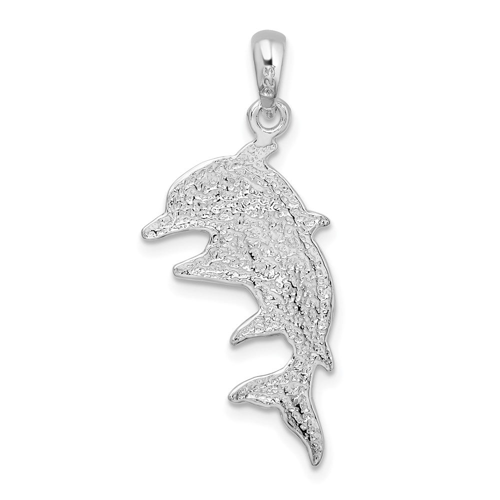 Sterling Silver De-Ani Rhodium-Plated Polished Double Dolphins Pendant