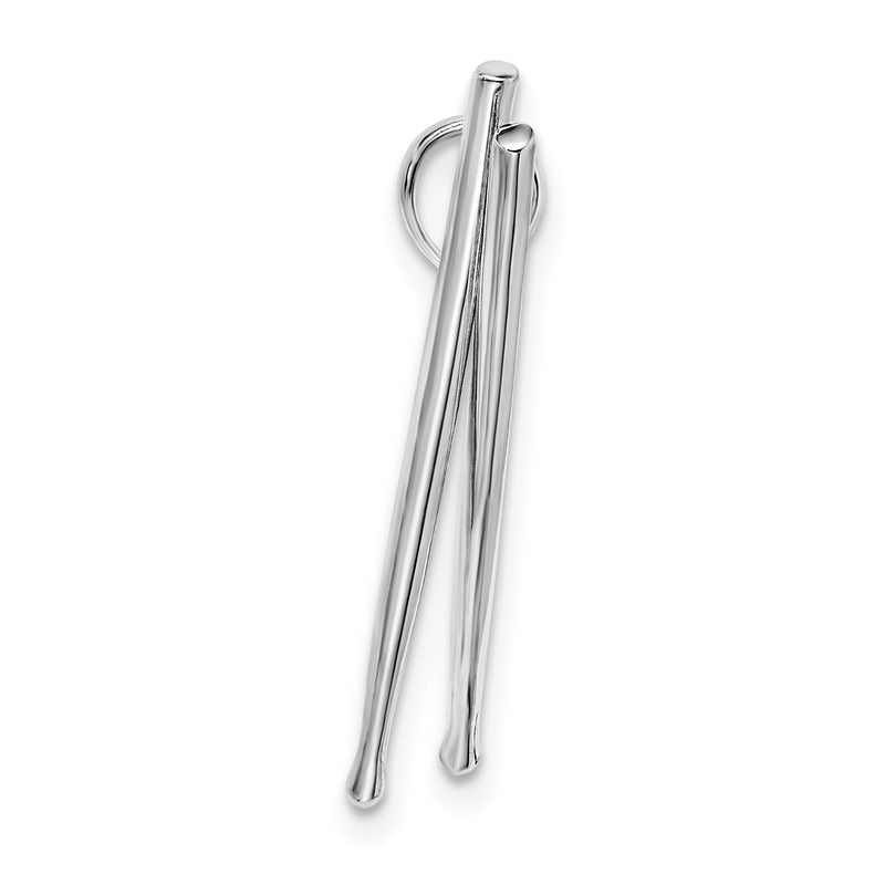 Sterling Silver De-Ani Rhodium-Plated Polished Moveable 3D Drumsticks Pendant