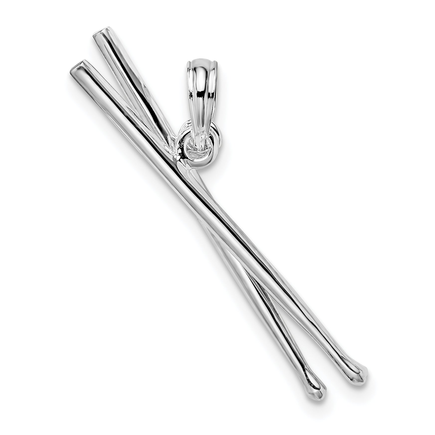 Sterling Silver De-Ani Rhodium-Plated Polished Moveable 3D Drumsticks Pendant
