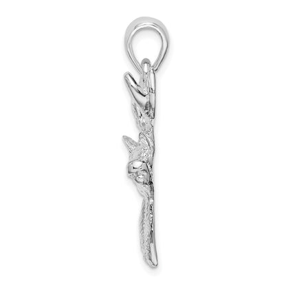 Sterling Silver De-Ani Rhodium-Plated 6-Point Buck Deer Head Profile Pendant