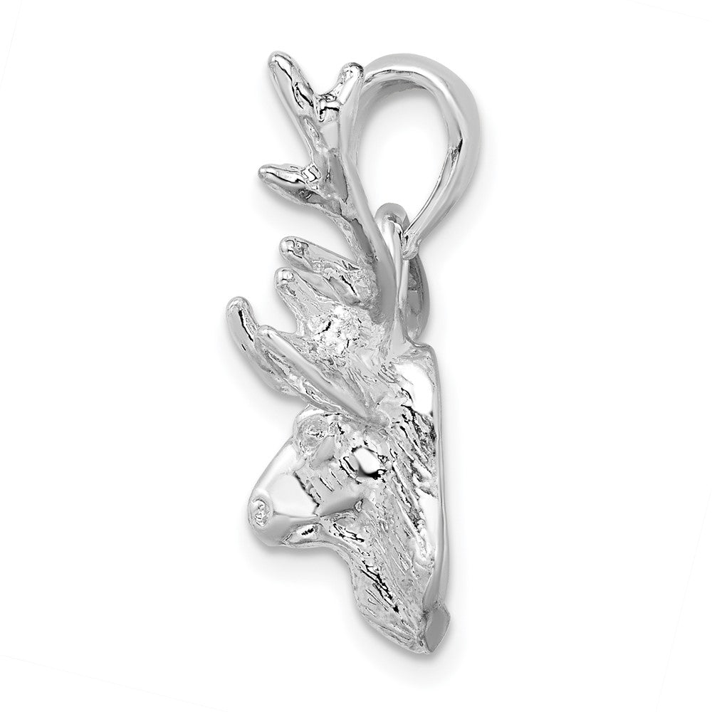 Sterling Silver De-Ani Rhodium-Plated Polished 8-Point Buck Deer Head Pendant