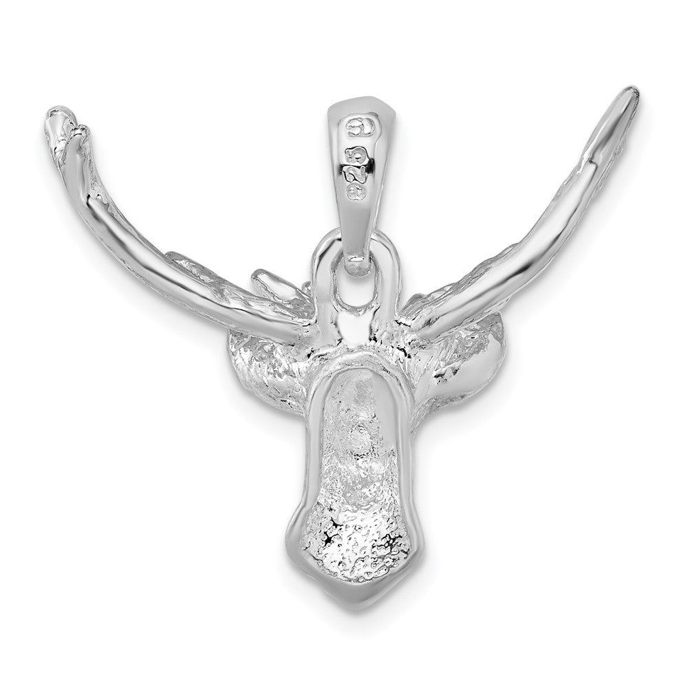 Sterling Silver De-Ani Rhodium-Plated Polished 8-Point Buck Deer Head Pendant