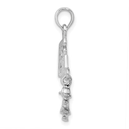 Sterling Silver Polished Moveable It'S A Girl W/Doll Pendant