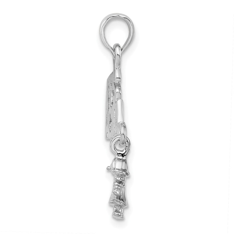 Sterling Silver Polished Moveable It'S A Girl W/Doll Pendant