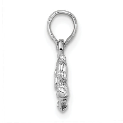 Sterling Silver De-Ani Rhodium-Plated Polished 3D Mini Bear Pendant
