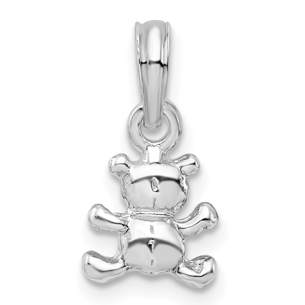 Sterling Silver De-Ani Rhodium-Plated Polished 3D Mini Bear Pendant