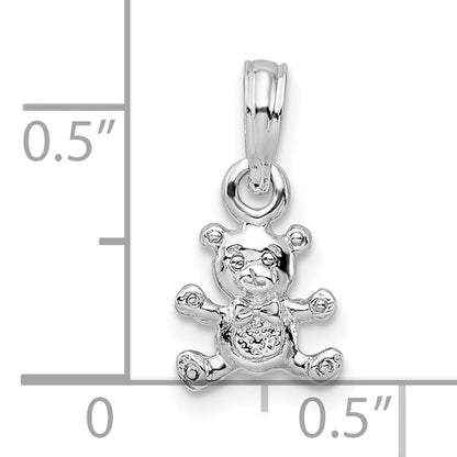 Sterling Silver De-Ani Rhodium-Plated Polished 3D Mini Bear Pendant