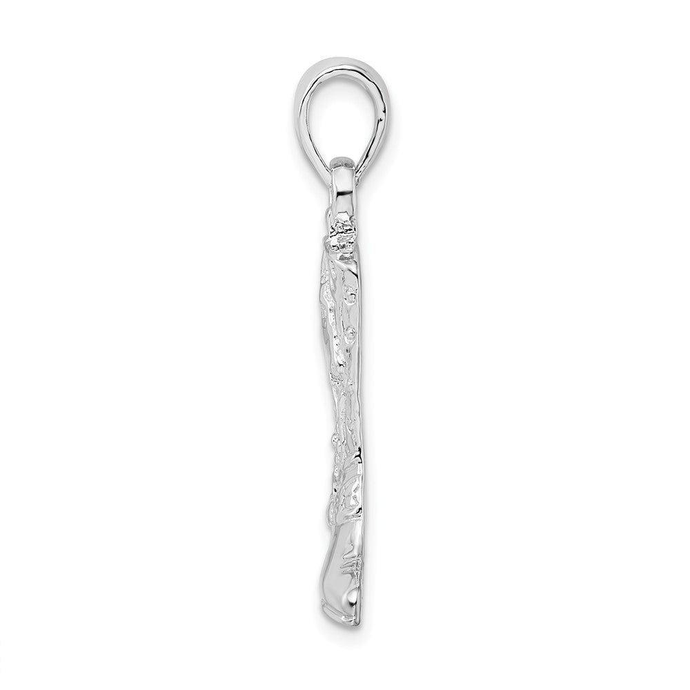 Sterling Silver De-Ani Rhodium-Plated Polished 3D Cowboy Boot With Spur Pendant
