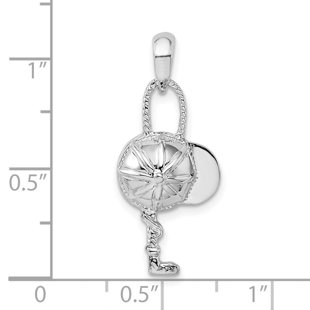 Sterling Silver De-Ani Polished Jockey Helmet With Crop Pendant