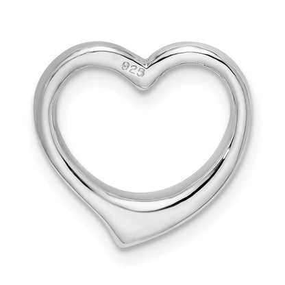 Sterling Silver De-Ani Rhodium-Plated Polished 3D Solid Floating Heart Pendant