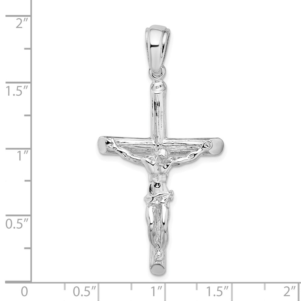 Sterling Silver De-Ani Rhodium-Plated Textured Crucifix Pendant
