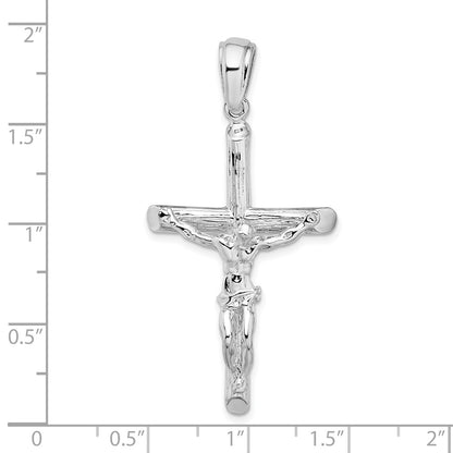 Sterling Silver De-Ani Rhodium-Plated Textured Crucifix Pendant