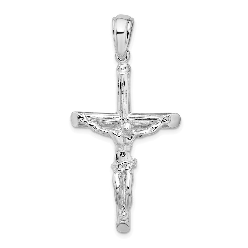 Sterling Silver De-Ani Rhodium-Plated Textured Crucifix Pendant