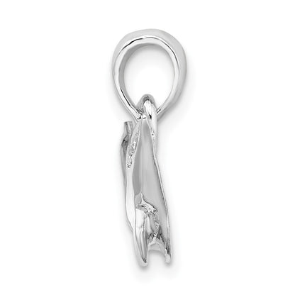 Sterling Silver De-Ani Rhodium-Plated Polished Dolphin Pendant