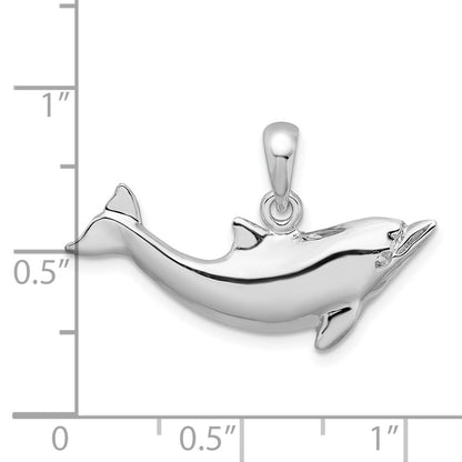 Sterling Silver De-Ani Rhodium-Plated Polished Dolphin Pendant