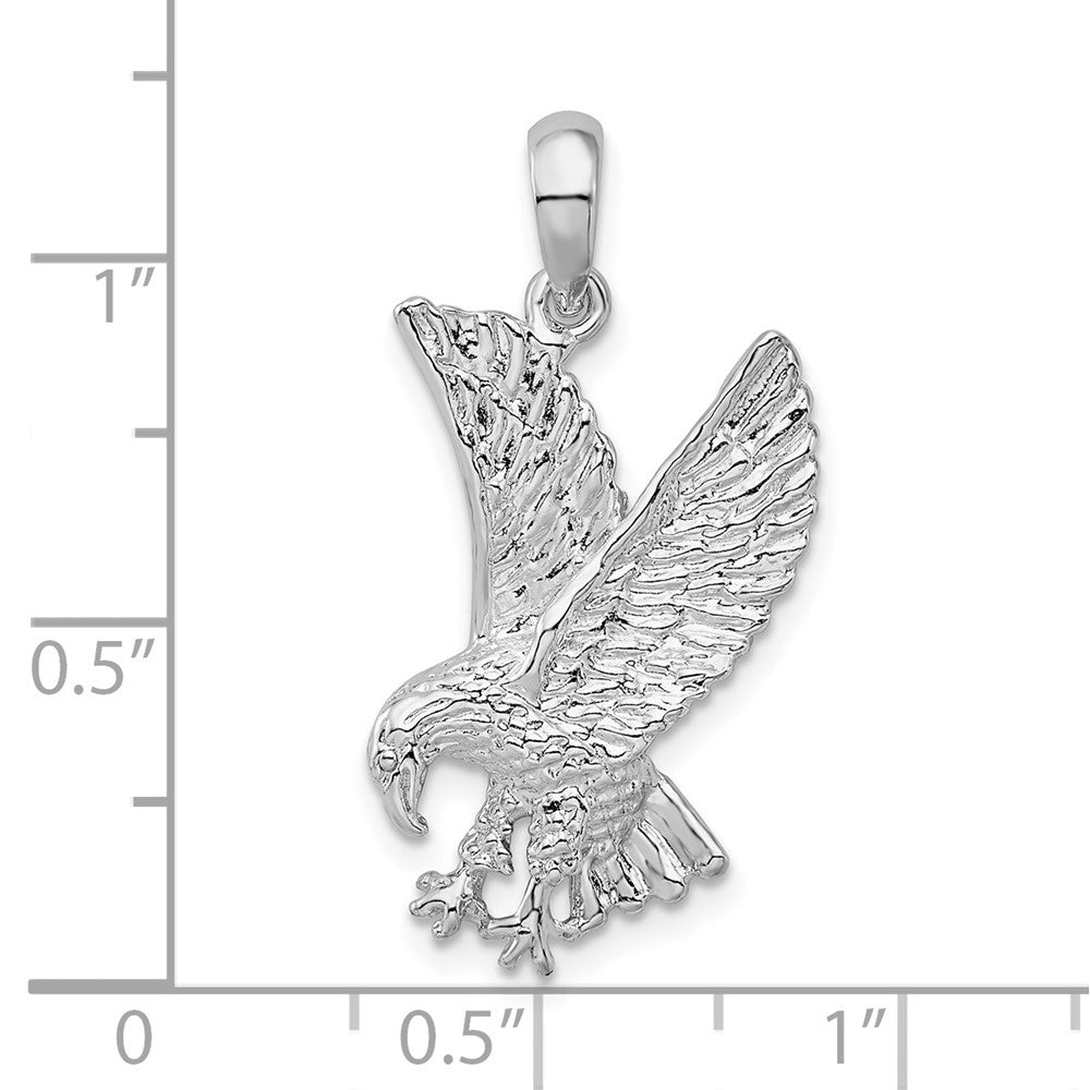 Sterling Silver De-Ani Rhodium-Plated Polished Textured Landing Eagle Pendant