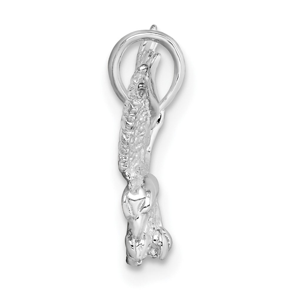 Sterling Silver De-Ani Rhodium-Plated Textured 3D Landing Eagle Pendant