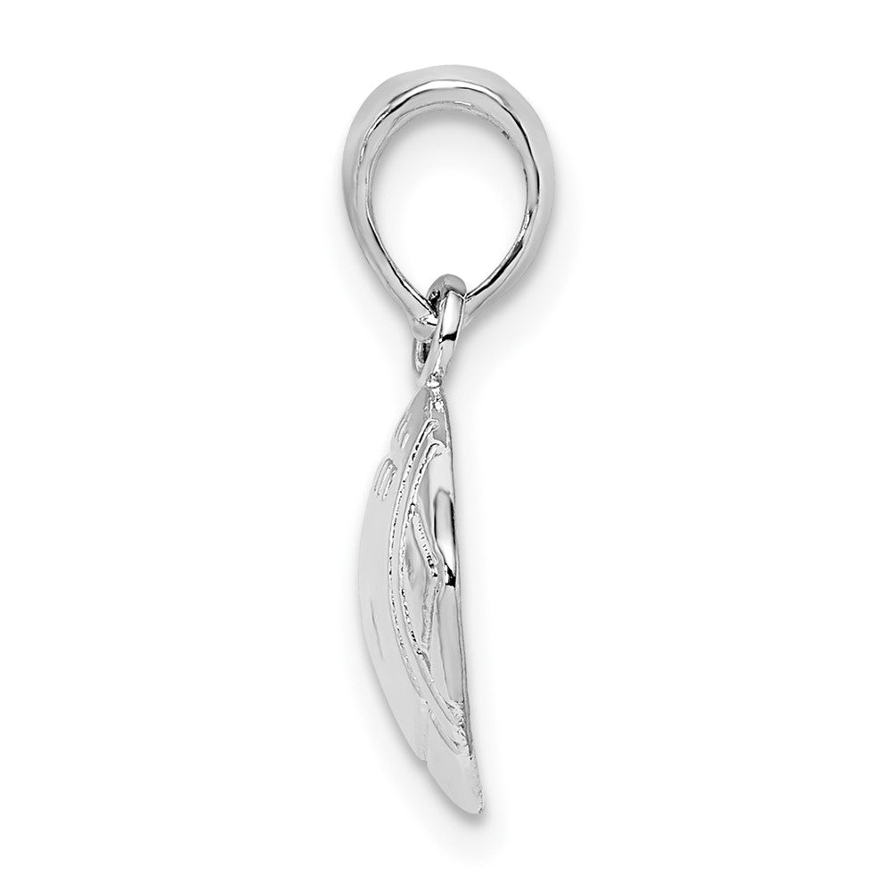 Sterling Silver De-Ani Rhodium-Plated Polished Football Pendant