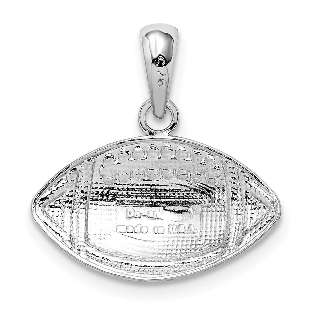 Sterling Silver De-Ani Rhodium-Plated Polished Football Pendant