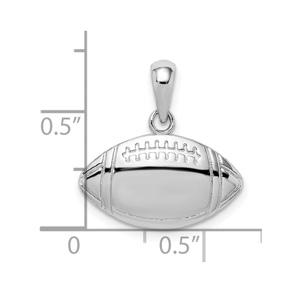 Sterling Silver De-Ani Rhodium-Plated Polished Football Pendant