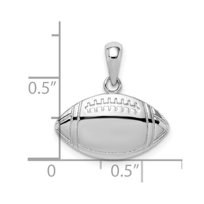 Sterling Silver De-Ani Rhodium-Plated Polished Football Pendant