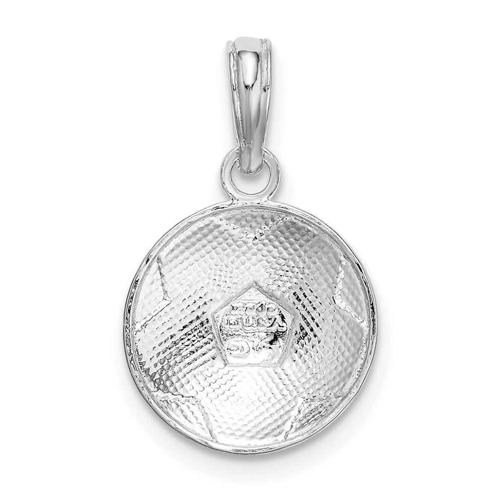 Sterling Silver De-Ani Rhodium-Plated Polished And Textured Soccer Ball Pendant