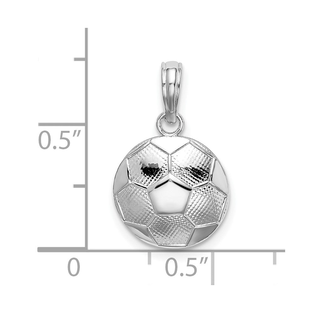Sterling Silver De-Ani Rhodium-Plated Polished And Textured Soccer Ball Pendant