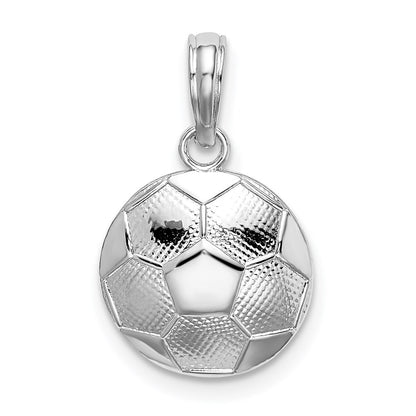 Sterling Silver De-Ani Rhodium-Plated Polished And Textured Soccer Ball Pendant