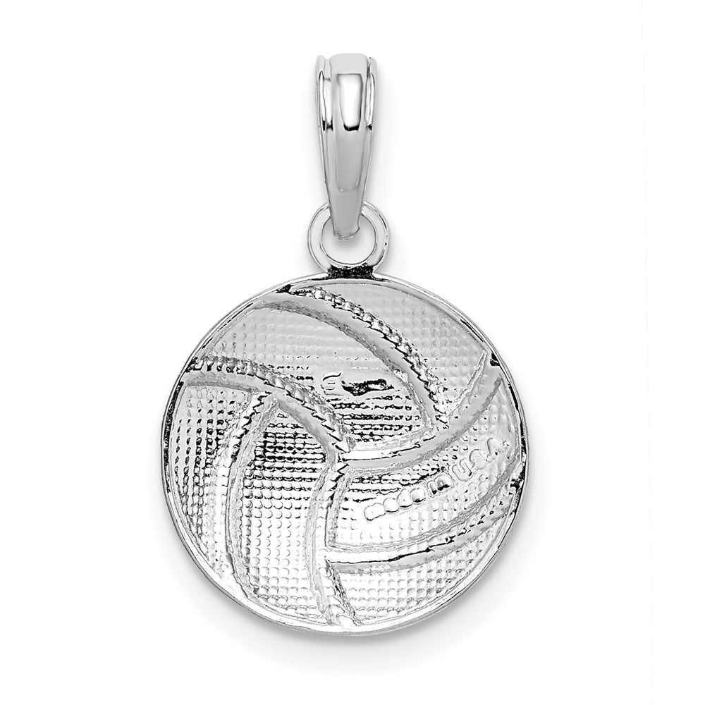 Sterling Silver De-Ani Rhodium-Plated Polished Volleyball Pendant